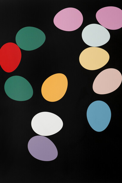 Gavin Turk (b. 1967), GT Eggs Pink, 2012, Acrylic paint on canvas, 160 x 124 cm; (63 x 48 7/8 in.)