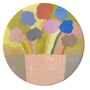 Adnan, Jardins 6, 2018, diam. 30 cm, exhibition image. © Galerie Lelong