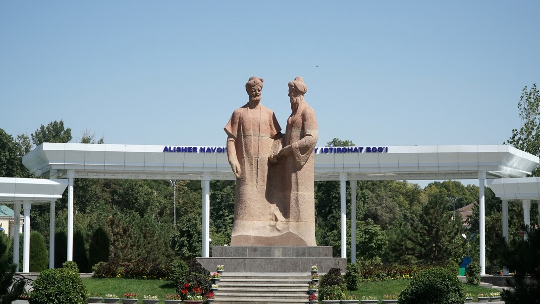 Monument to Alisher Navoi and Jami Abdurakhman in Samarkand, Uzbekistan
