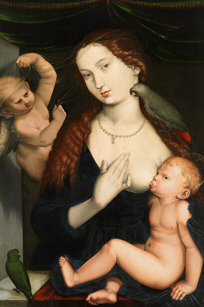 Hans Baldung Grien: Madonna and child with parrots, 1533. Courtesy of Albertina Museum