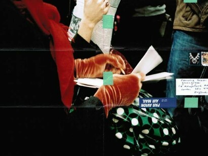 Moyra Davey, Subway Writers, 2011. 75 c-prints, tape, postage, ink, detail, Copyright The Artist