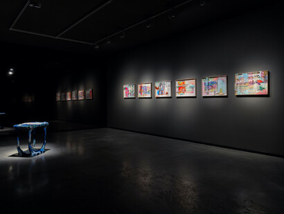 Ruben Montini, Come fuoco in una pozzanghera come fuoco spento, vista della mostra. Per gentile concessione di Prometeo Gallery