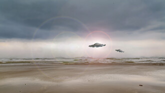 Captivating UFO sighting unfolds on a deserted beach, sparking intrigue and mystery