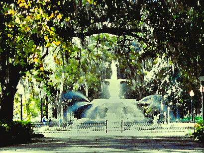 A fountain in a square in Savannah, Georgia, USA © Photo by Jane Ammeson