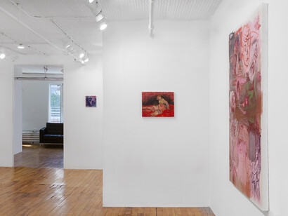 Alex Gibson, Slippery Slope, 2023, installation view, photo by Daniel Terna. Courtesy the artist and Someday, New York