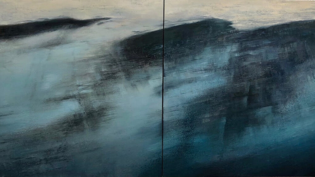 Gail Chase Bien, Ten Mile Beach (detail), 2020. Oil on canvas (diptych), 48 x 96 inches. Courtesy of Andra Norris Gallery
