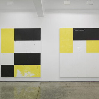 Gardar Eide Einarsson and Oscar Tuazon, Exhibition view. Courtesy of Maureen Paley