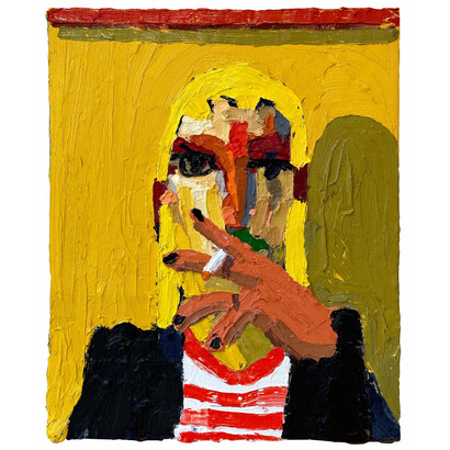 Emilio Villalba, Self-Portrait Beneath a Window, 2023, oil on canvas, 30x24 inches (76.20 x 60.96 cm). Courtesy of the artist and Dolby Chadwick Gallery

 