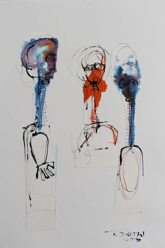 Tafadzwa Gwetai, Now or Never, Mixed media on paper, 2015, 38.5cm x 56cm
