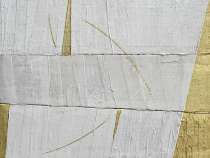 Armando Marrocco, Senza titolo, 2011. Tessuto, oro, resine su legno, 47,7x64 cm. Courtesy of Museo delle Arti di Catanzaro