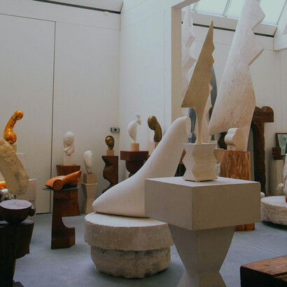 Durante as décadas de 1920 e 1940, Brancusi explorou o tema do voo das aves em diferentes materiais, criando uma série de esculturas que buscavam capturar o movimento em vez de uma representação realista. Estudio do artista em Paris, França