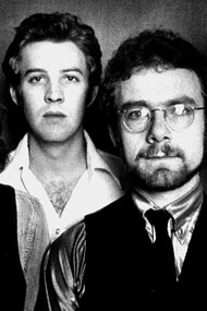 King Crimson in a 1974 press photo. The lineup depicted lasted from 1972 to 1974. The photo was distributed by Atlantic Records, which was King Crimson's record label in the US