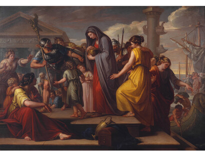 Gavin Hamilton, Agrippina Landing at Brindisium with the Ashes of Germanicus 1765-72, Oil paint on canvas, 1825 x 2560 mm © Tate
