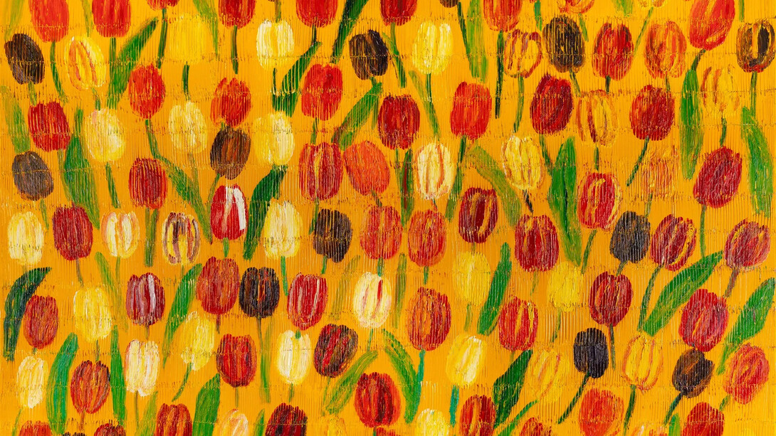 Hunt Slonem, Tulips Teresa (detail). Courtesy of Bonner David Gallery