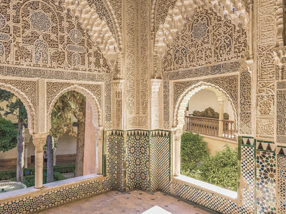 Detalle del interior de la Alhambra, Granada, España
