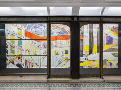 Yann Kebbi, Chantier, vue de l'exposition. Avec l'aimable autorisation de la Fondation Cartier. Photo de Martin Argyroglo