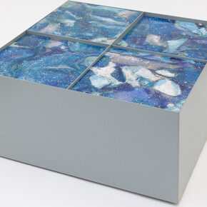hettler.tüllmann, Square table, Large (Azur and gray-blue), 2026. Courtesy of Mindy Solomon Gallery