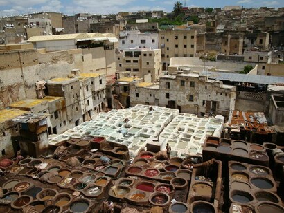 Fez, Marruecos. Curtiduría de pieles
