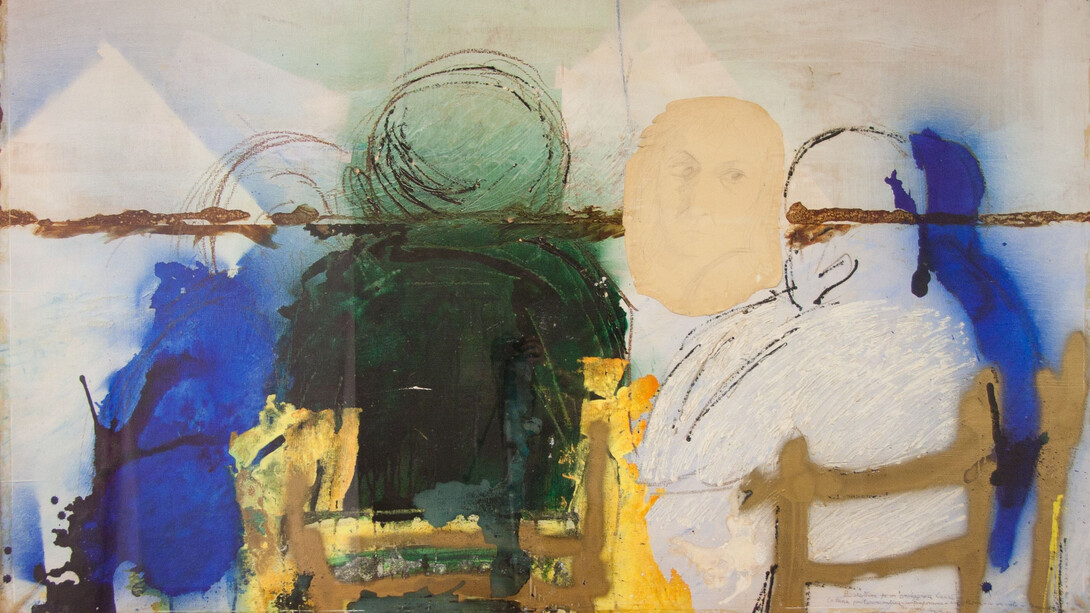 Pier Paolo Pasolini, Bozzettone per un omaggio a Laura o Luna protoromantica – Contemporanea a Napoleone – In un cielo in tempesta, 1967. tecnica mista su tavola, Fondazione Cineteca di Bologna ©