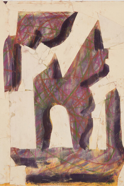 Mild Mild West, 2015, pastel, colored pencil and collage on paper, 24.5 x 22.5 inches, plus frame
