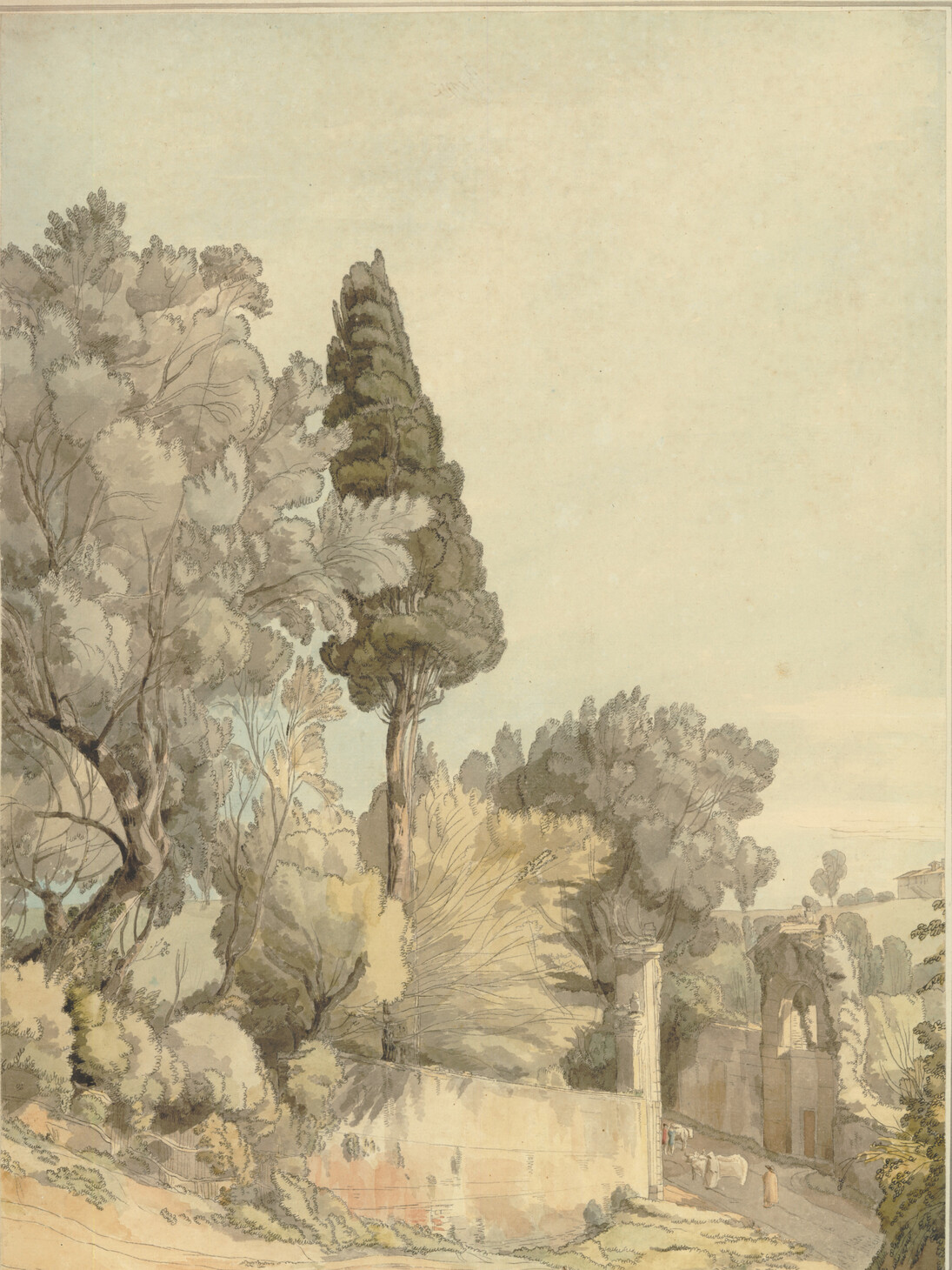 Francis Towne (1739-1816), The Villa of Maecenas, Tivoli, 1781, Watercolour with pen and ink, 501 x 383 mm © The Trustees of the British Museum 