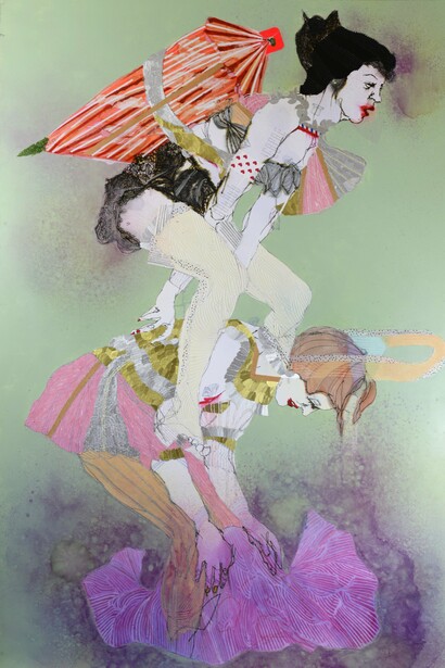 Ectoplasma, 2014, tecnica mista su carta, 150 x 100 cm