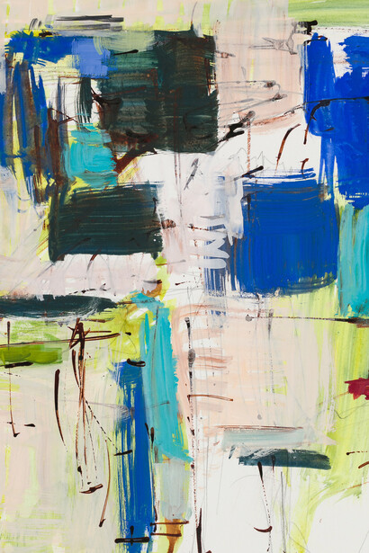 Amy Metier, Arrangement with two blues (detail). Courtesy of William Havu Gallery