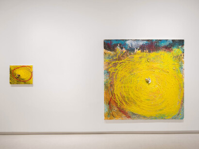 Miquel Barceló, Flores, peces, toros, vista de exhibición. Cortesía de Galería Elvira González