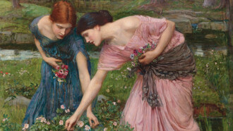 John William Waterhouse, Gather Ye Rosebuds While Ye May, 1909, particolare