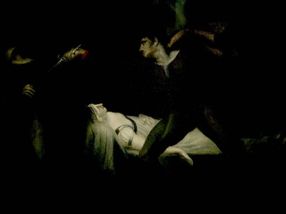 «Romeo apuñala a París ante el féretro de Julieta» (1809), Füssli