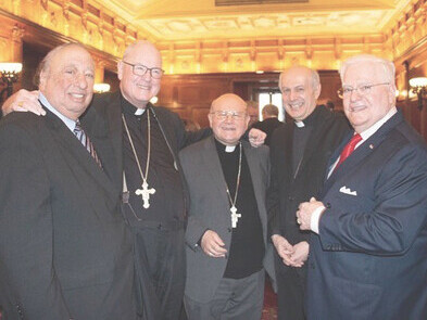 Luncheon honoring H.E. Archbishop Domenico Sorrentino of Assisi hosted by PTWF director John Catsimatidis, along with H.Em. Timothy Cardinal Dolan, Archbishop of New York and H.E. Archbishop Gabriel Caccia Apostolic nuncio to the UN and Gary Krupp president of PTWF
