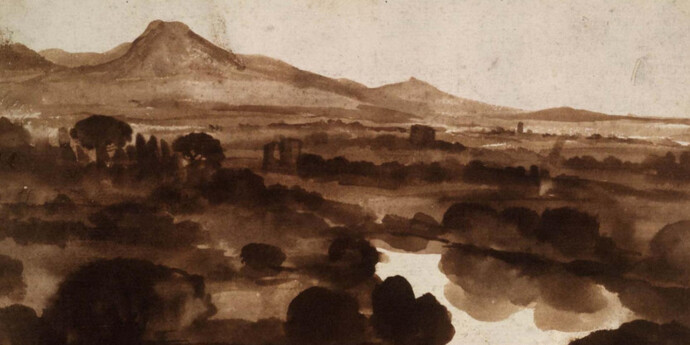 Claude Lorrain (1604/05–1682), Blick vom Monte Mario über den Tiber, um 1640
