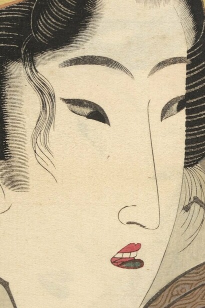 Ilustración del libro "Libro erótico ilustrado de la nieve sobre el monte Fuji", Keisai Eisen, 1824