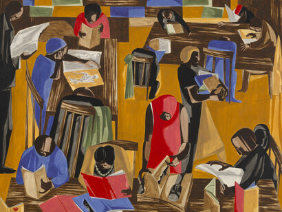 Obra de la serie «La biblioteca» de Jacob Lawrence