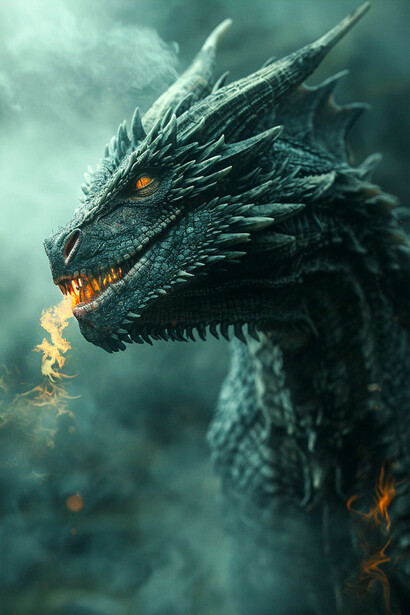 El perfil de un poderoso y amenazante dragón