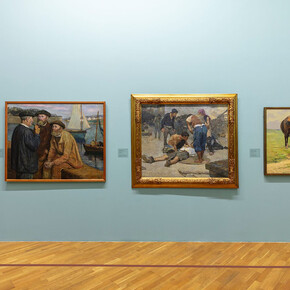 Almeida Júnior, Caipiras. De la tala a la nostalgia, vista de exhibición. Cortesía de Pinacoteca