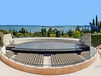 Scenic view of the open-air theatre at Vittoriale degli Italiani in Gardone Riviera, Brescia, Italy