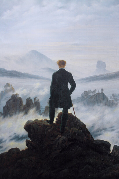 Caspar David Friedrich; El caminante sobre el mar de nubes, 1818, Hamburgo, Kunsthalle