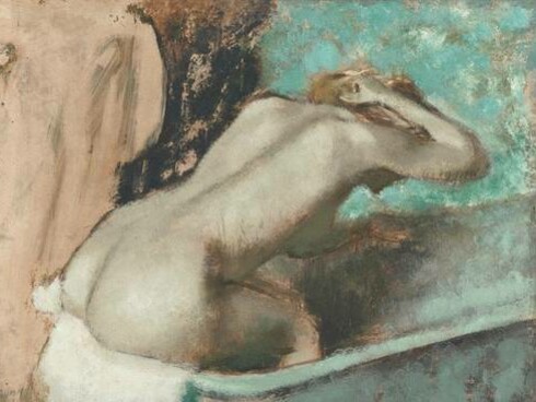 Edgar Degas, Donna seduta sul bordo di una vasca che si strofina il collo con una spugna, tra 1880 e 1895, Musée d’Orsay, Parigi, Francia