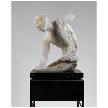 Massimiliano Pelletti, ‘Dreaming of Olympia’, mexican white onyx, 96x70x47 cm, unique. Courtesy of the artist and Bowman Sculpture