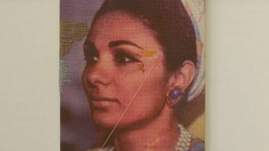 Farhad Ahrarnia -Farah Diba (2007), digital print on cotton+embroideries