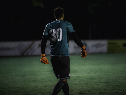 Portero durante un partido de fútbol