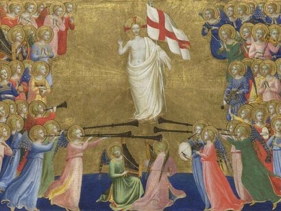 Beato Angelico, Cristo in Gloria, particolare della predella della Pala di Fiesole, Londra National Gallery