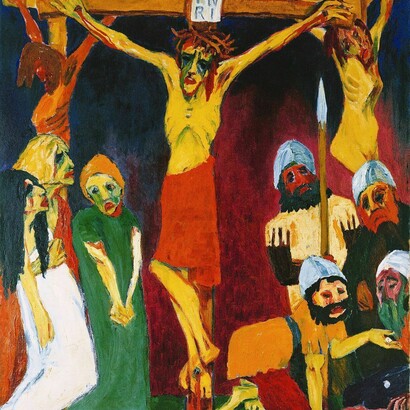 Emil Nolde, *Kreuzigung (Das Leben Christi)*, 1912. Öl auf Leinwand, 220 x 193 cm. Nolde Stiftung Seebüll, Neukirchen