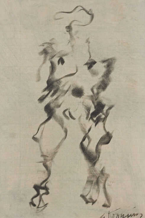 WILLEM DE KOONING
Woman, c. 1965
Pencil and charcoal on blue-lined ledger paper, laid down on matte board
12 1/2 x 8 inches
31.8 x 20.3 cm
© 2019 The Willem de Kooning Foundation / Artists Rights Society (ARS), New York
Photo: Thomas Lannes
Courtesy Gagosian