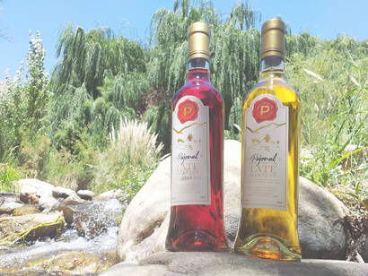 Dos de las variedades de Pajonal Late Harvest del viñedo Pajonal Piuquenes en el Valle de Elqui, Chile