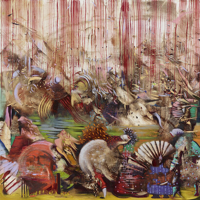 Ali Banisadr, The Lower Depths, 2014, Oil on linen 61 x 61 cm / (24 x 24 in), Image courtesy of the artist and Blain|Southern © the artist, Photo: Jeffrey Sturges, 2014 