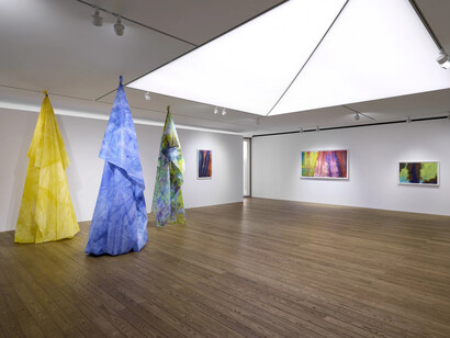 Sam Gilliam, The flow of color, exhibition view. Courtesy of Pace Gallery
