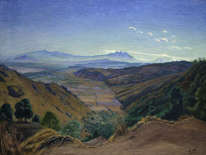 Dr. Atl (Gerardo Murillo), Valle de México desde la carretera de Cuernavaca, 1955 (detalle)