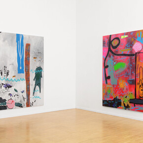 Nobody's Fault, 2015 Acrylic and Oil Stick on Canvas 205.7 x 162.5 cm (81 x 64 inches), Order in the Court, 2016 Acrylic on Canvas 205.7 x 162.5 cm (81 x 64 inches)